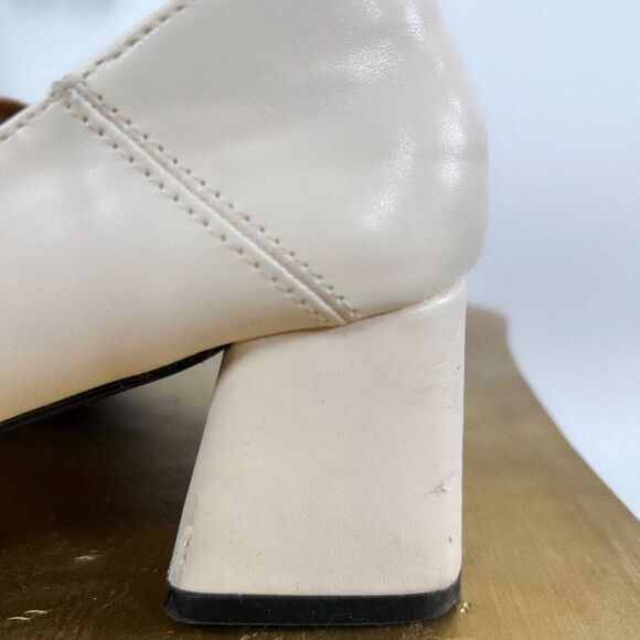 Women's Vintage 90s Cream Preppy Coquette Slip On Soft Girl Heel Loafers / 6 - Picture 7 of 8